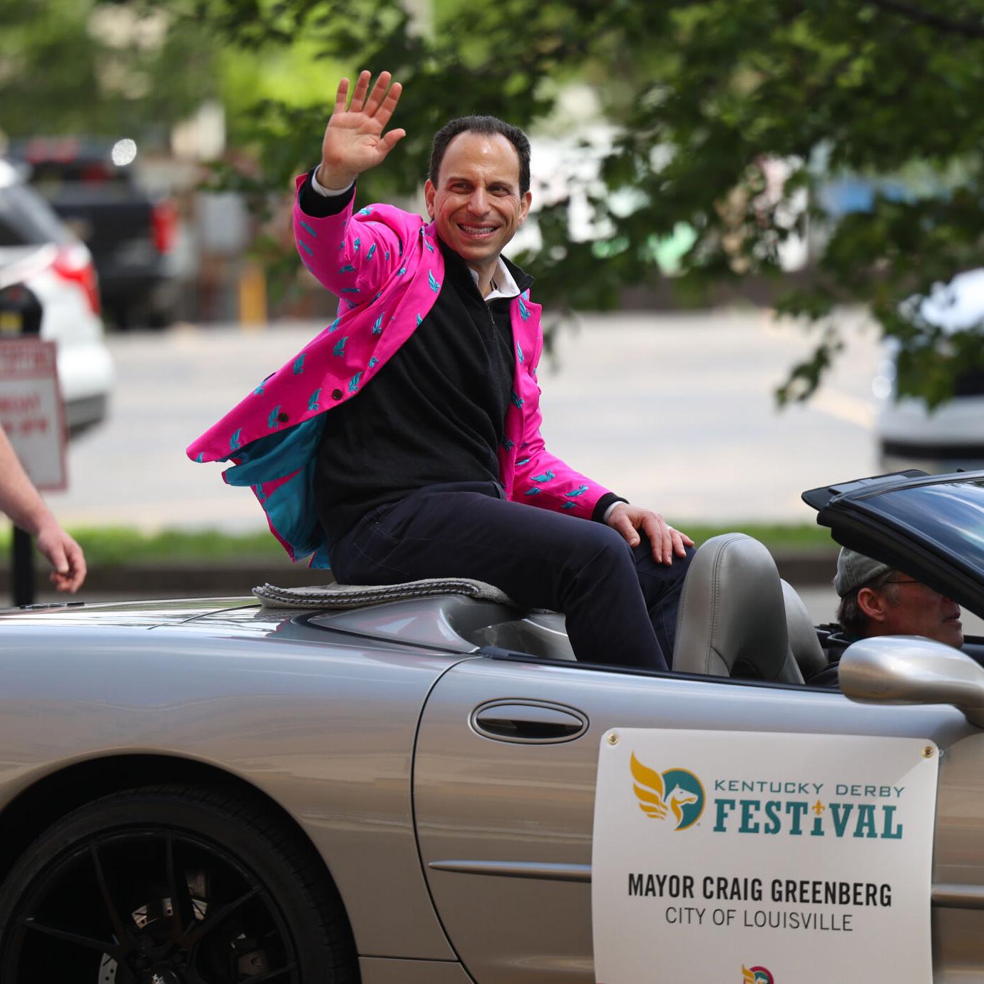 Craig Greenberg waves at Pegasus Parade.JPG